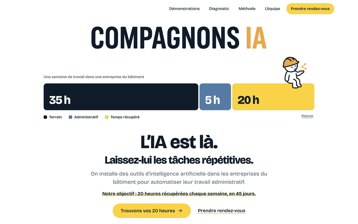 Page d’accueil du site Compagnons IA